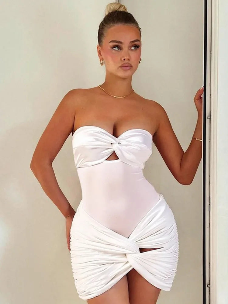 Strapless Hollow Skirt Knit Set Secondary image