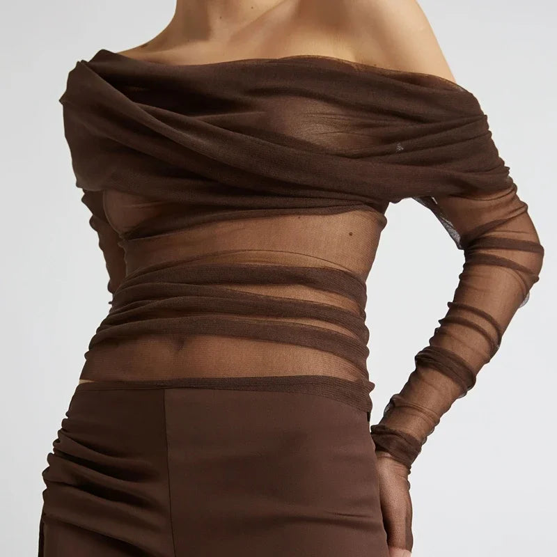 Sheer Mesh Slim Fit Crop Top Main image