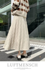 Knitted Drooping Long A-line High Waisted Slim Woolen Skirt