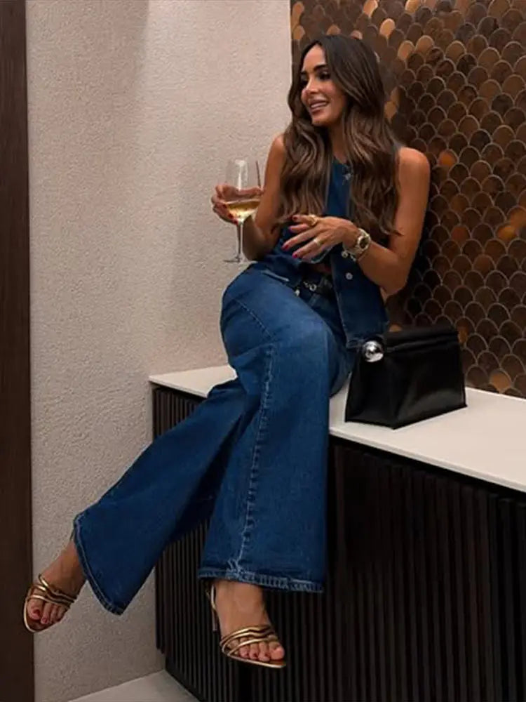 Denim Irregular Vest Jeans Suit Secondary image