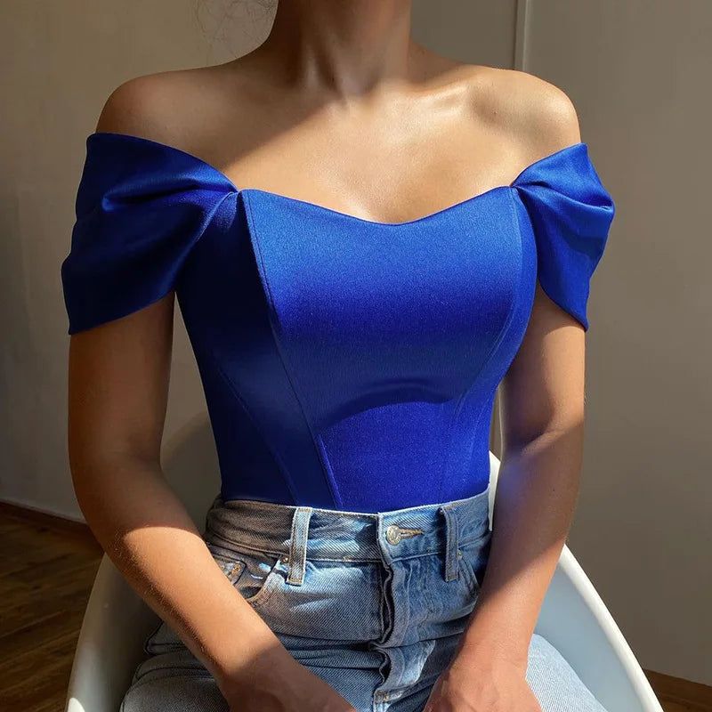 Satin Fishbone One Shoulder Strapless Secondary image