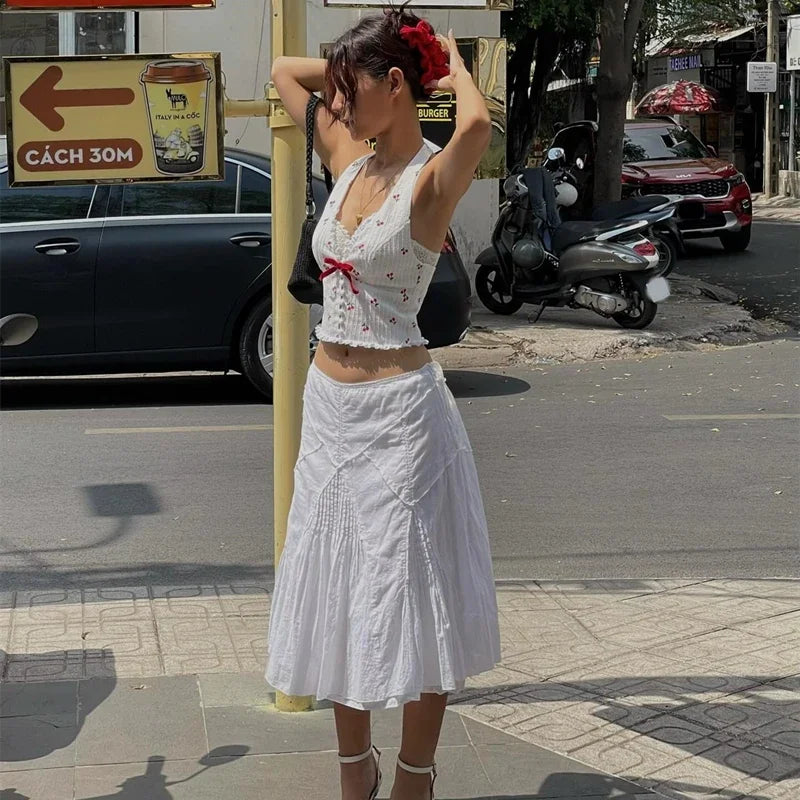 Korean Fashion Print Slim Fit Halter Cami Top Main image