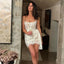 See-Through Corset Irregular Mini Lace Dress