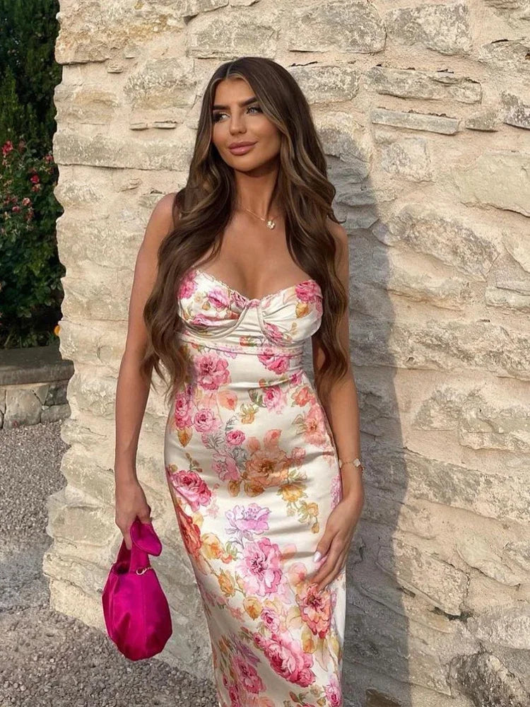 Spaghetti Strap Elegant Maxi Floral Dress Secondary image
