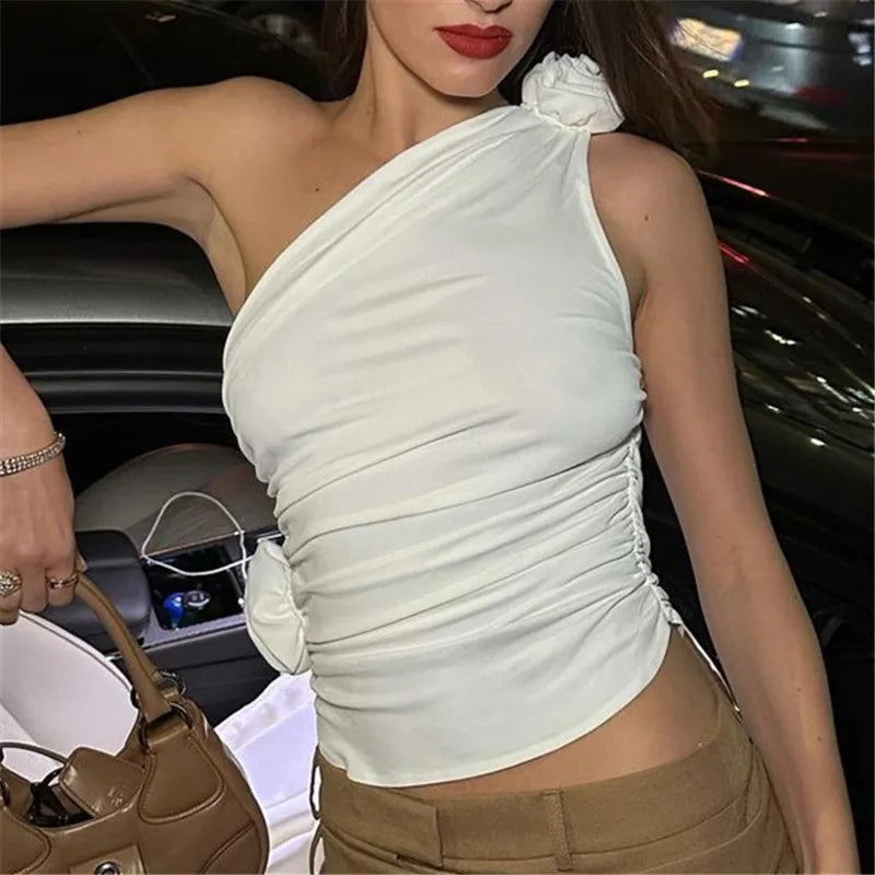 Diagonal Drawstring Halter Strapless Main image