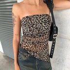Leopard Triangle Hem Tube Strapless
