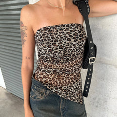 Leopard Triangle Hem Tube Strapless