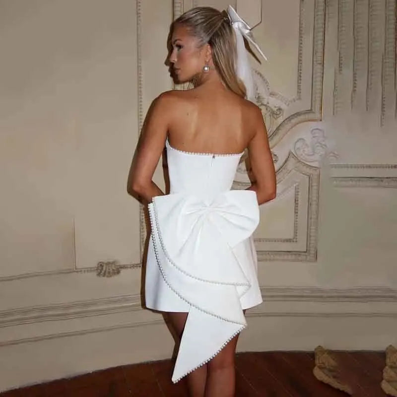 Pearl Backless Bow Prom Dress Secondary image