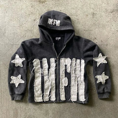 Patchwork Letter Pullover Hoodie