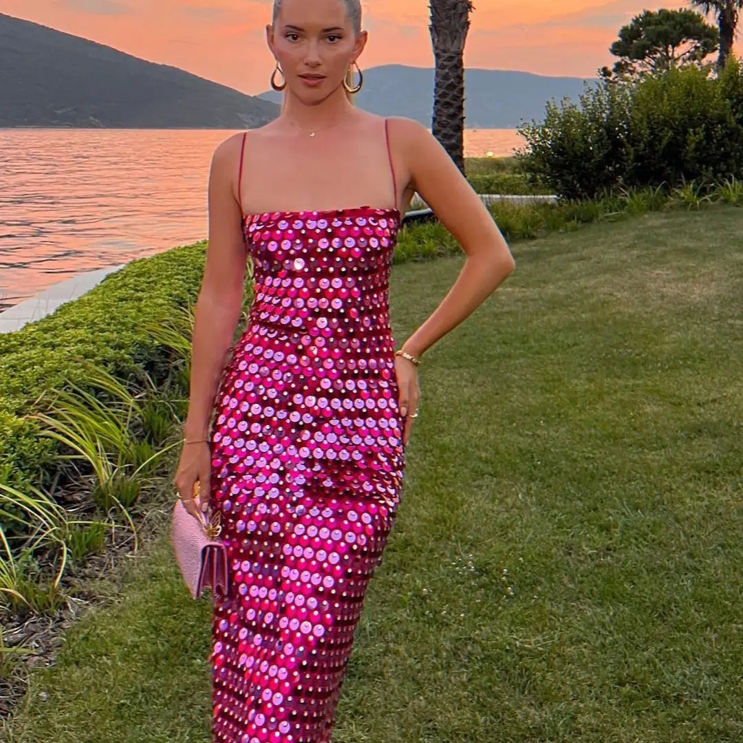 Spicy Girl Beaded Irregular Midi Dress Main image
