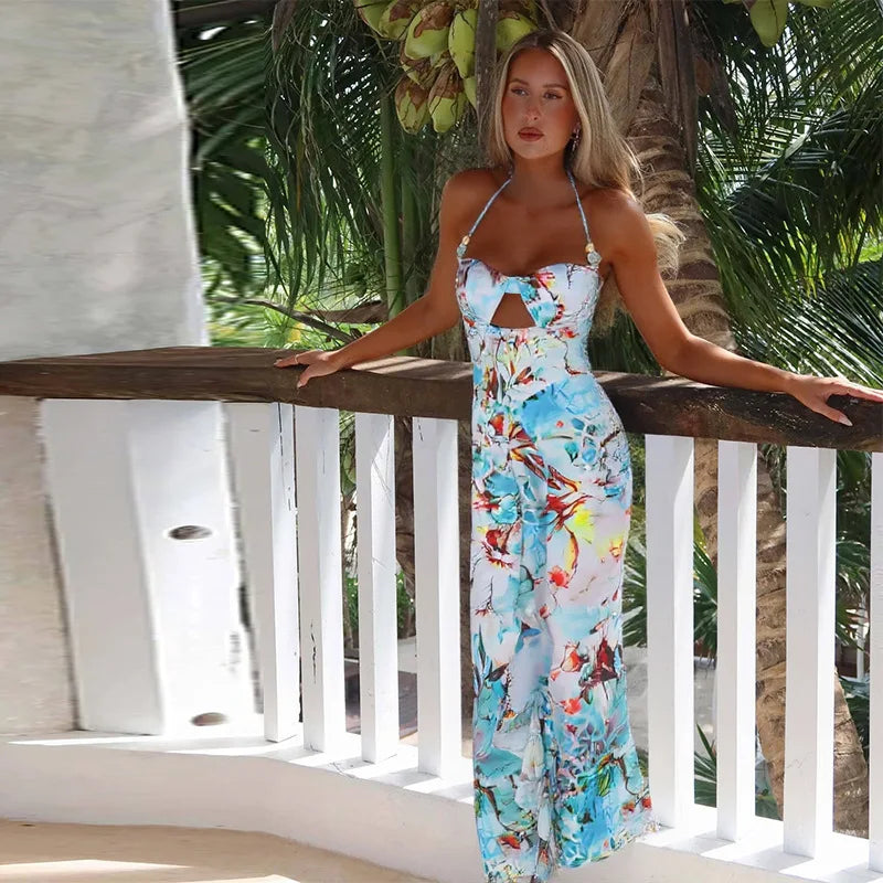 Hollow Out Slim Halter Maxi Long Summer Dress Secondary image
