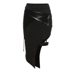 Black Elastic Style Fashionable Chic Simple Casual Handsome Cool Slit Waist Women's Skirt
