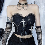 Dark Style Gothic Chain Tube Top  Wrapped Chest Crop Top
