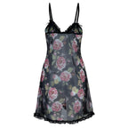 Halter Neck Metal Backless Sleeveless Mini Flowers Printed Party Short Vestidos Dress