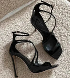 Satin Designer Square Head Gladiator Slingback Party High Heel