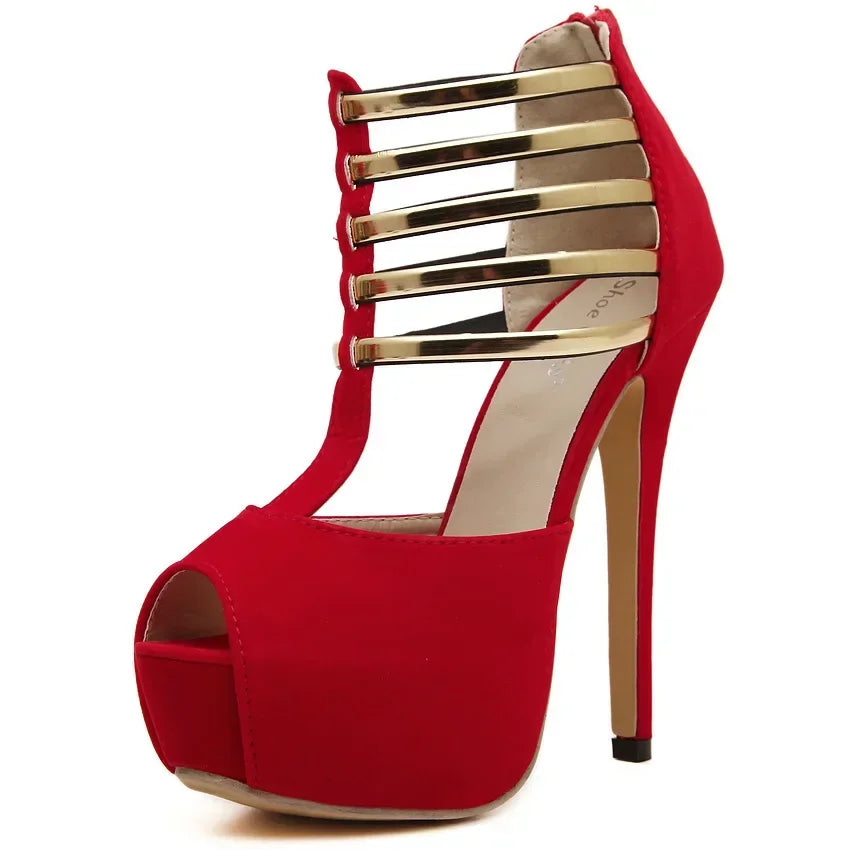 Sleek Sexy Open Toe Platform Narrow Band Hollow Elegant High Heel