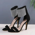 Stunning  Peep Toe Rhinestone High Heel Faux Suede Super High Heel High Heel