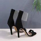 Stunning  Peep Toe Rhinestone High Heel Faux Suede Super High Heel High Heel
