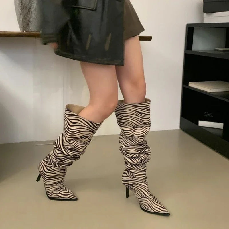 Trendy Stylish Comfortable Elegant Fashionable Chic Pointed Toe Knee High Boots Main image