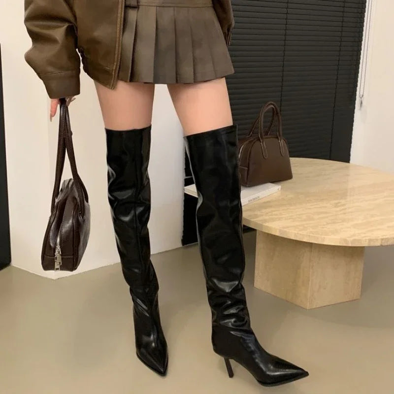 Trendy Stylish Comfortable Elegant Fashionable Chic Pointed Toe Knee High Boots