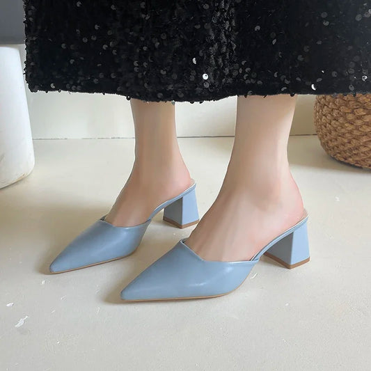 Sexy Pointed Toe Winter Plush Warm Closed Toe Comfortable Slippers Low Heel Pumps