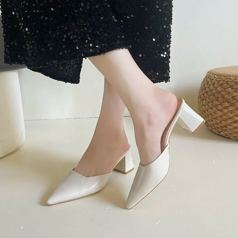 Pointed Toe Winter Plush Warm Closed Toe Comfortable Slippers Low Heel Pumps Secondary image