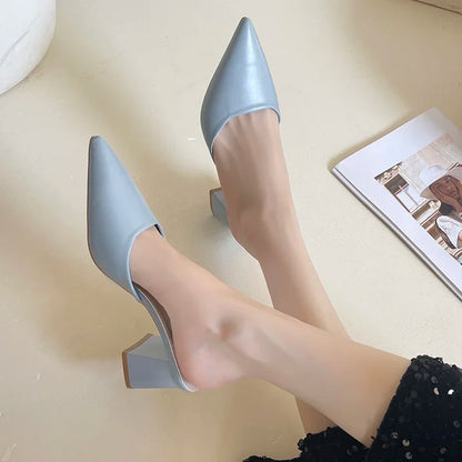 Sexy Pointed Toe Winter Plush Warm Closed Toe Comfortable Slippers Low Heel Pumps