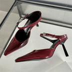 Pointed Toe Slingback Thin Heels Slide Fashion Designer High Heel