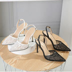 pointed toe mesh breathable High Heel cover head buckle strap Thin high heel High Heel