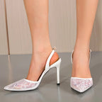 pointed toe mesh breathable High Heel cover head buckle strap Thin high heel High Heel