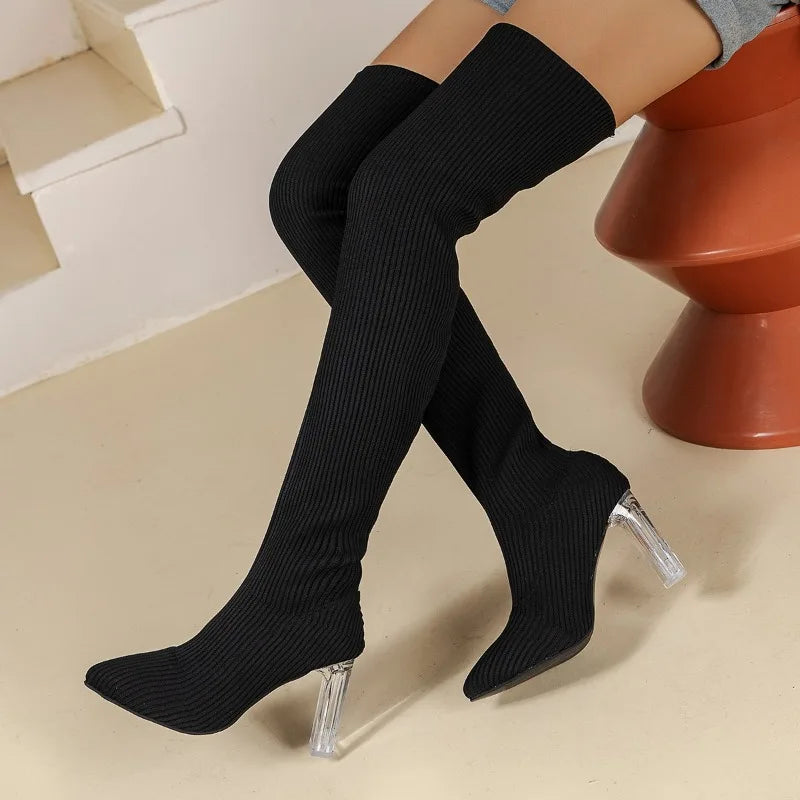 Modern Elegant Stylish Trendy Fashionable Comfortable Pointed Toe Knee High Boots Main image