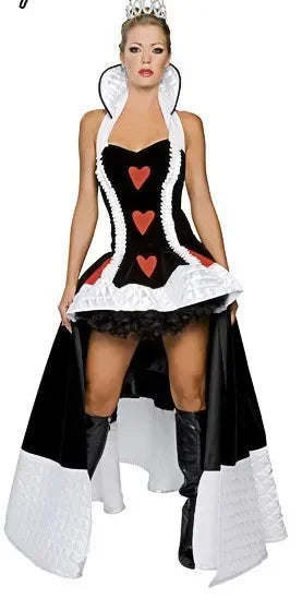 Queen of Hearts Fantasy Party Sexy Costume Women Halloween Carnival Costume