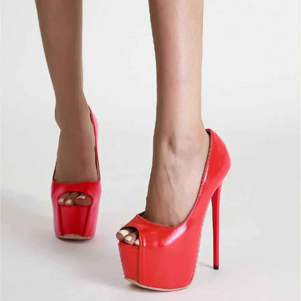 Daring  Red Fish Mouth Platform Shallow Mouth Ultra Super High Heel High Heel Main image