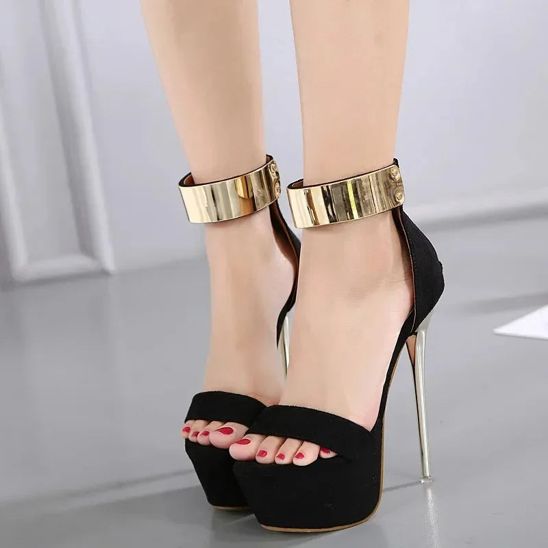 Super Thin High Heel Summer Platform Open Toe Zipper Wedding High Heel Main image