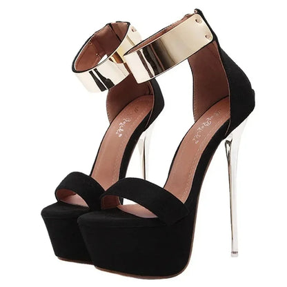 Super Thin High Heel Summer Platform Open Toe Zipper Wedding High Heel