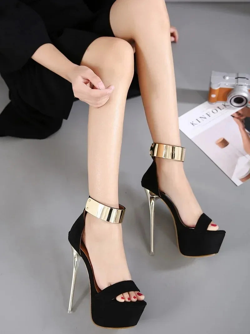 Super Thin High Heel Summer Platform Open Toe Zipper Wedding High Heel