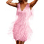 V-Neck Tassel Mini Elegant Sleeveless Sequin New Ladies Summer Night Club Cami Fringe Dress