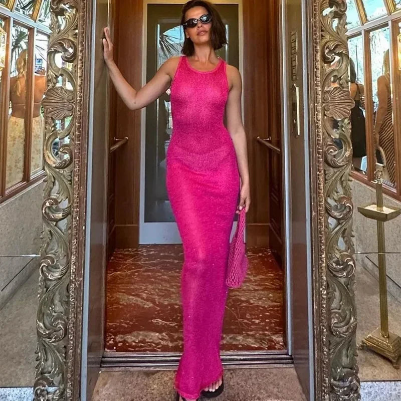 Sequined Sleeveless See Through Party Dress Main image