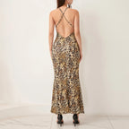 Lace Trim Leopard Patchwork Floral Dress