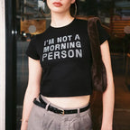 Rhinestone Letter Print Grunge Crop Top