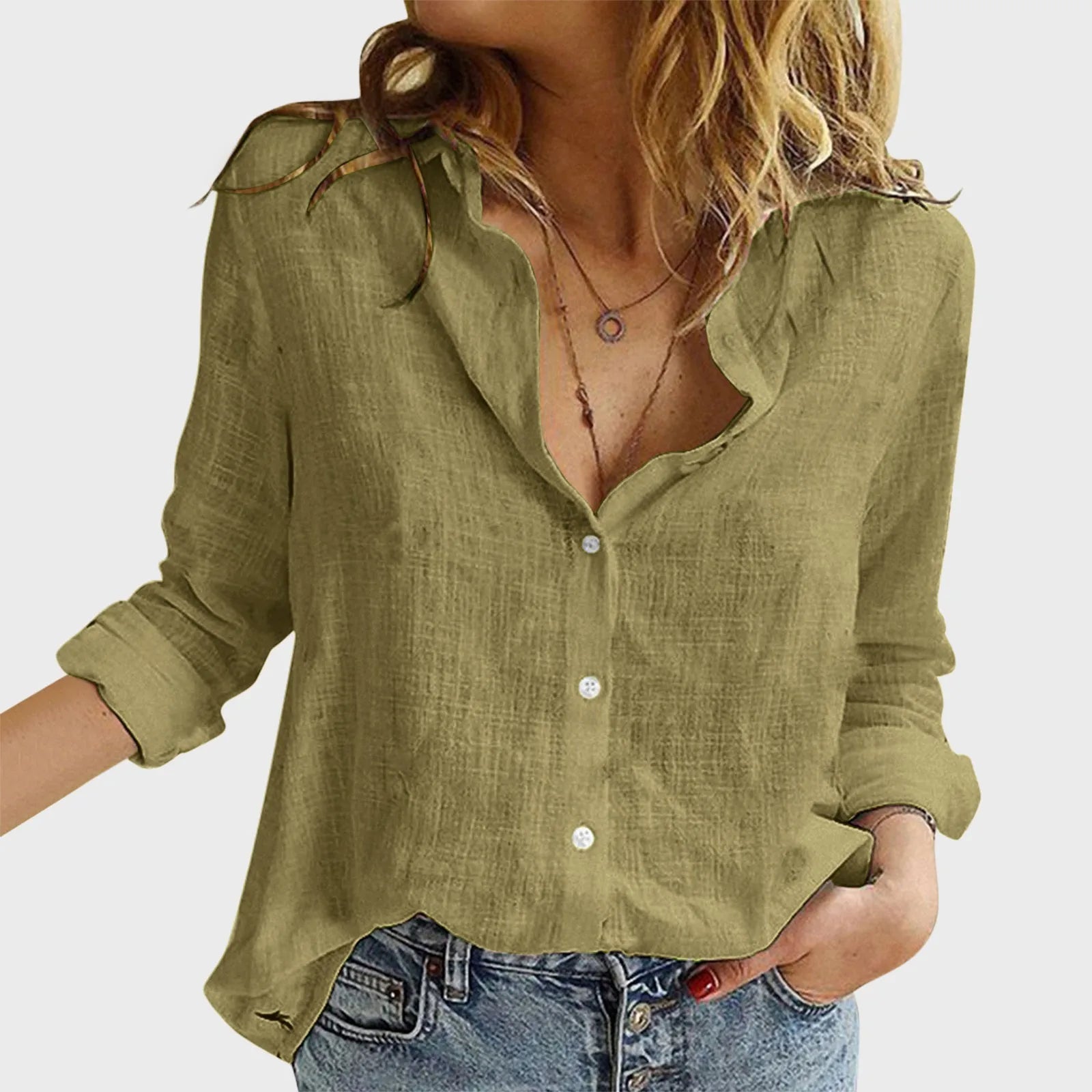 Dressy Casual Loose Button Lapel Blouse Main image