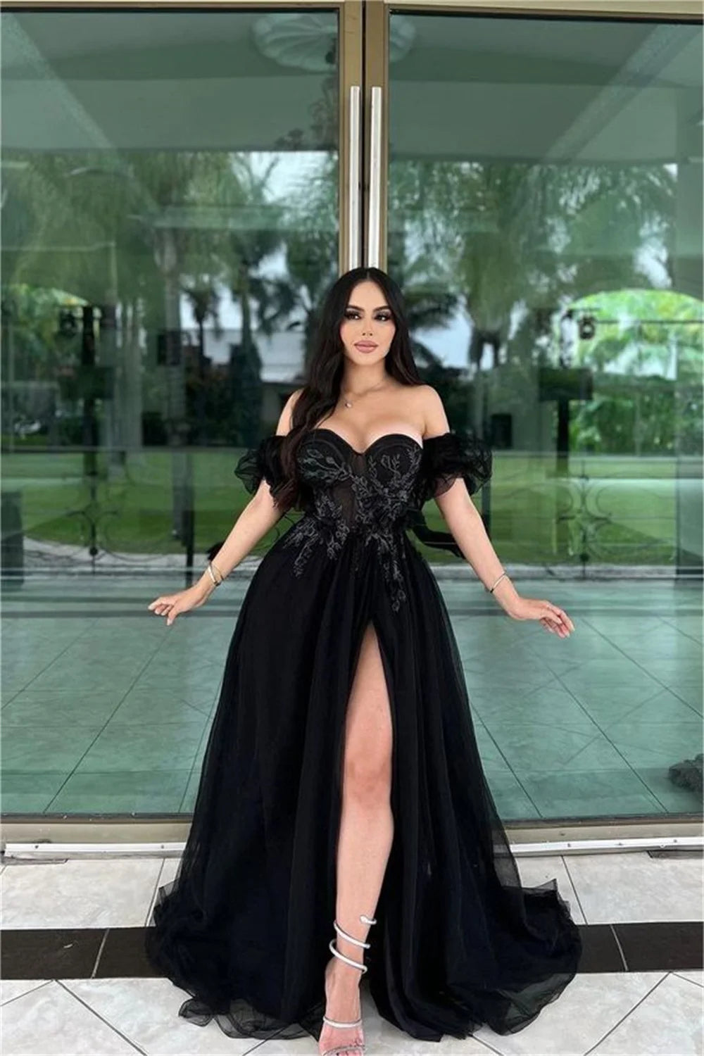 Black Tulle Sweetheart A-line Party Dress Main image