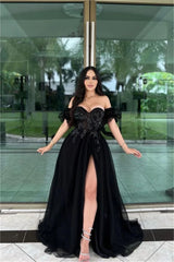 Black Tulle Sweetheart A-line Party Dress