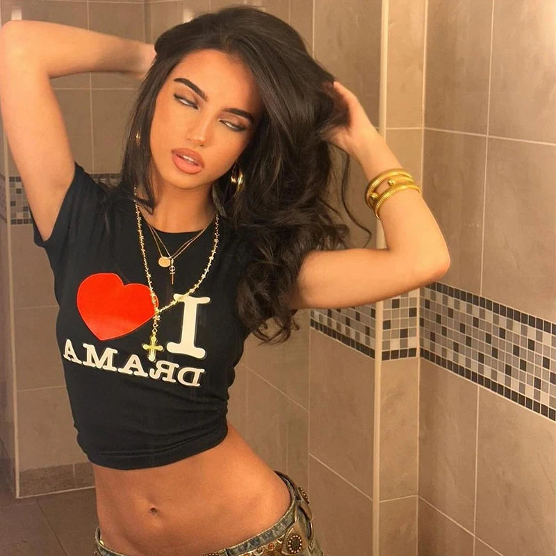 Gothic Letter Print Slim Crop Top Main image