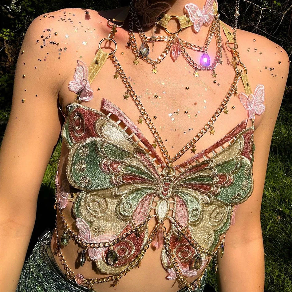 Butterfly Crystal Embroidery Cami Top Main image