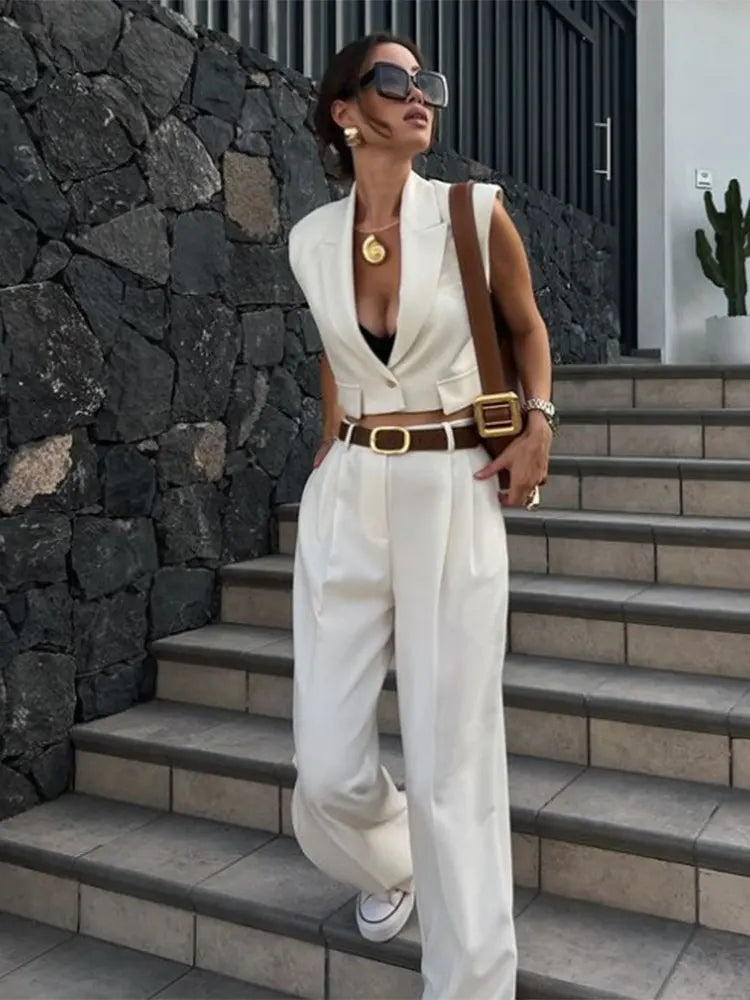 Sleeveless Crop Wide Pant Suit Main image