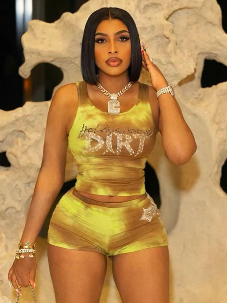 Print Cleavage Knit Set Main image