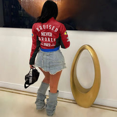 Printed Cyber Racer Y2K Jacket