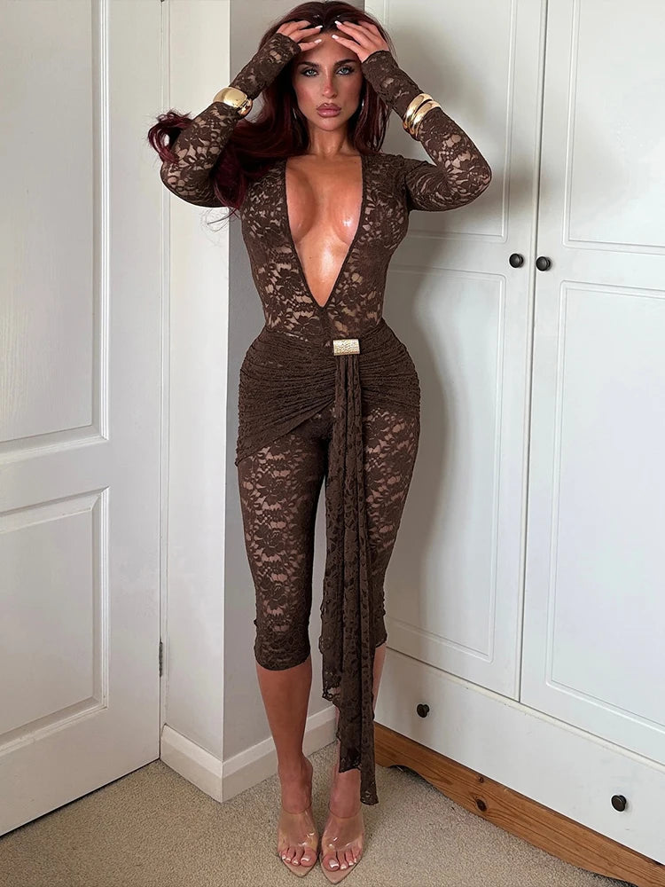 Jacquard Tassel Cinched Waist Romper