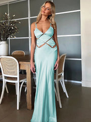 Hollow Out V Neck Slips Maxi Dress
